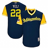 Brewers 22 Christian Yelich Yeli Navy 2018 Players Weekend Stitched Jersey Dzhi,baseball caps,new era cap wholesale,wholesale hats